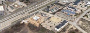 Aerial photo of an Ellis & Tinsley commercial development site in Fort Worth